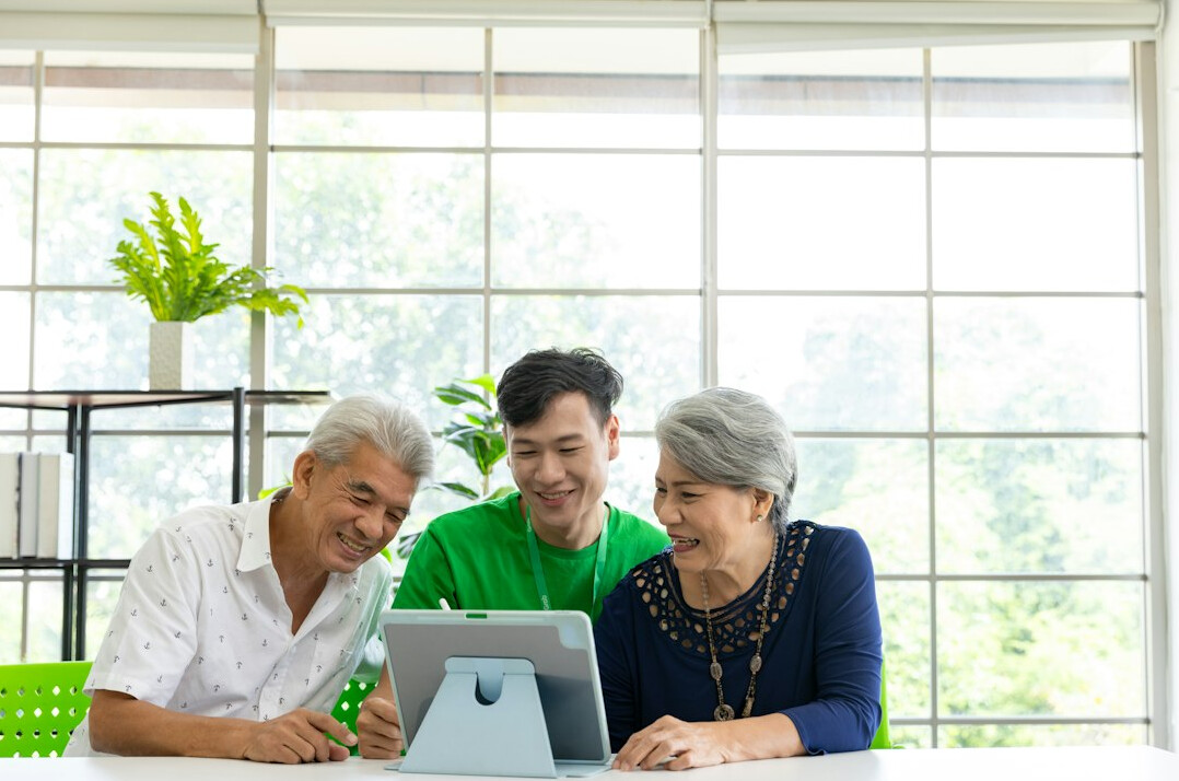 family discussing technology
