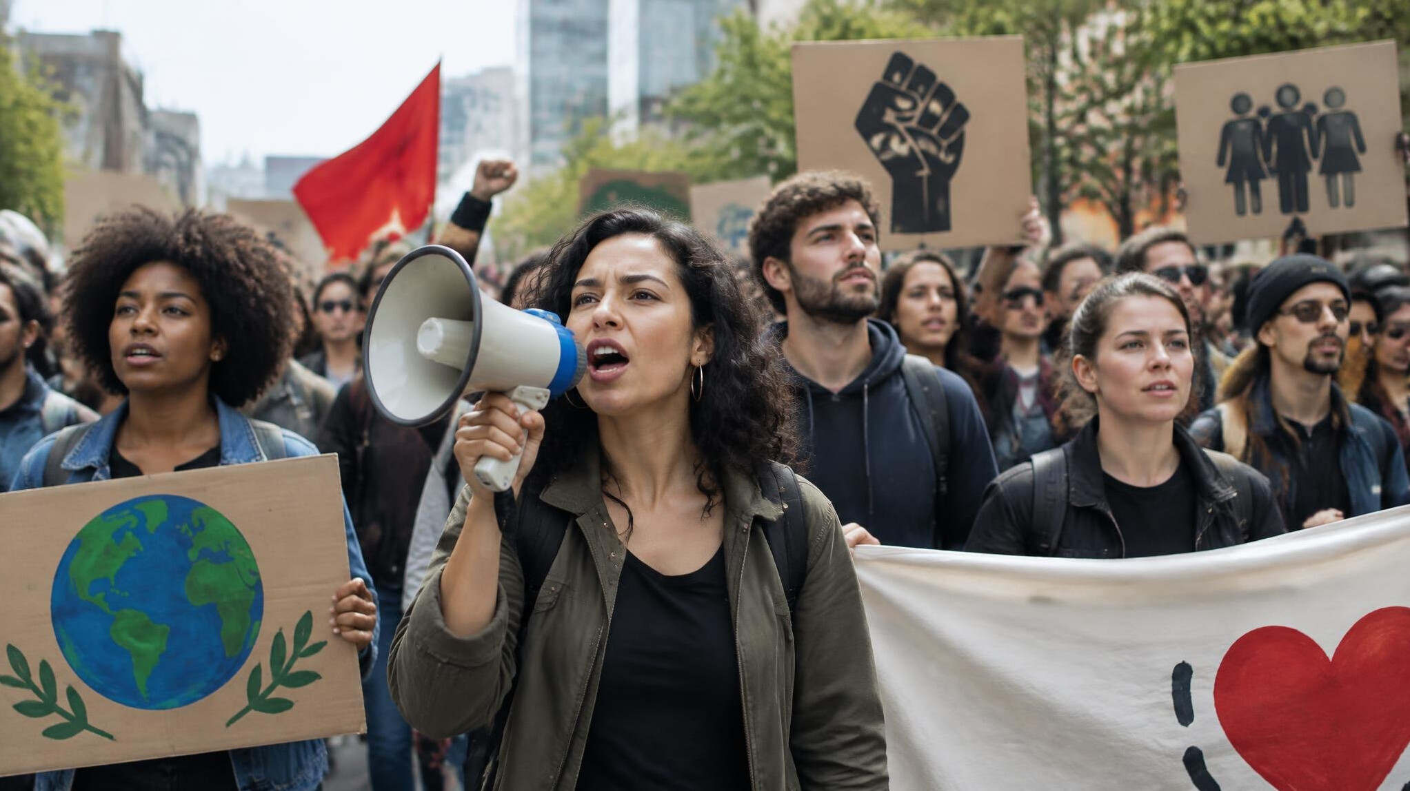 crowd at social protest